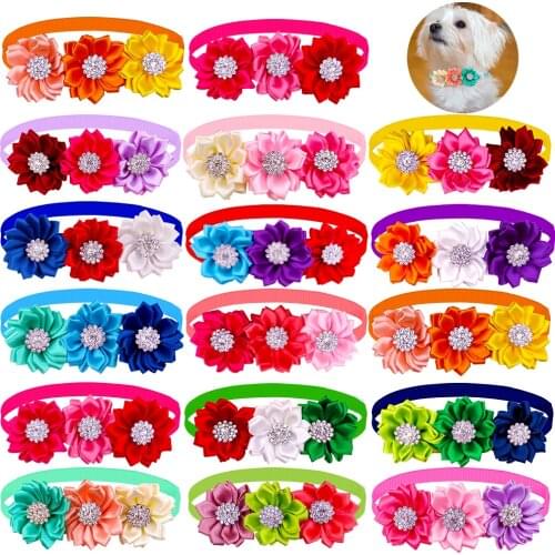 New 100ps Fashion Dog Bow Tie Bright Exquisite Pet Accessories Dog Supplies Diamond Pet Dog Cat Bowtie Collar Small Dog Bowties