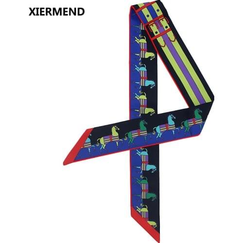 2018 Summer New Silk Scarf Fashion Print narrow long scarf Wrap Ribbon Ms. Muffler Shawl head skinny scarves