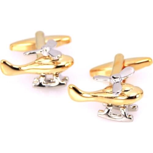 New high quality French shirt Cufflinks fashion gold silvery two color helicopter shape Cufflinks wholesale / retail