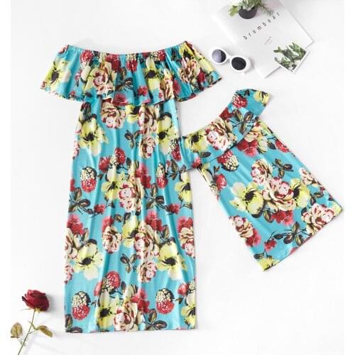 Mother daughter dresses family matching outfits Floral Dresses princess sundress Clothes Family Photo Shoot Clothing Dresses