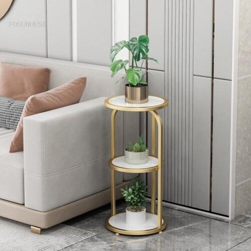 Nordic Wrought Iron Living Room Flower Stand Indoor Balcony Floor-standing Plant Shelf Bedroom TV Cabinet Flower Rack Decoration