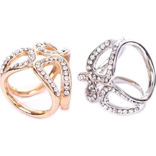 Simple Gold And White Color Tricyclic Scarf Brooch Jewelry Corsage For Women Shawl Buckle
