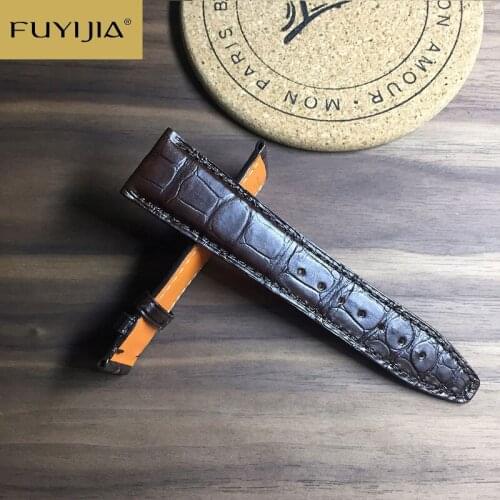 FUYIJIA 20MM 22MM Custom PORTUGIESER Watchbands Business Men Genuine Alligator Strap Crocodile Watch Band Top Brand Leather Belt