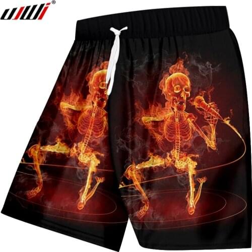 UJWI Man 3D Printed Novel Singing Skulls 5XL Hipster Beach Shorts Street Style High Quality Mens Polyester Shorts