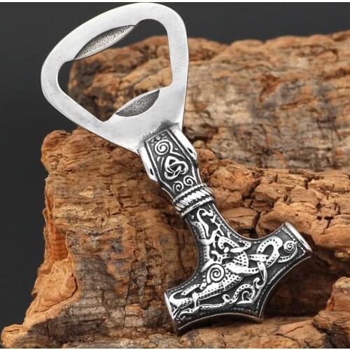 Nordic Viking 316L stainless steel thor hammer Mjolnir Scandinavian Bottle opener
