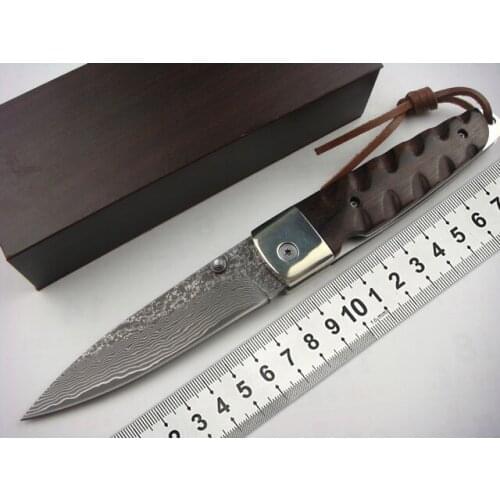 Damascus steel camping hunting folding knife survival sharp cutter camping tools letter opener pocket factory wholesale EDC