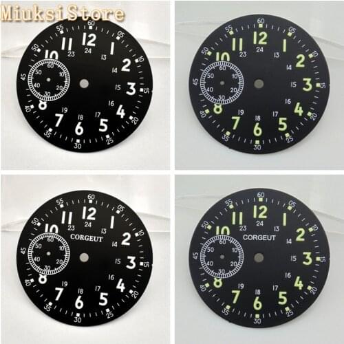 Corgeut 39mm sterile luminous black dial fit ETA 6497 or Sea gull st36 movement watch