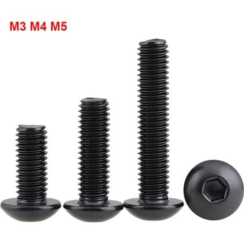 M3 M4 M5 Pan Head Hex Hexagon Socket Screws DIN7380 Black 304 Stainless Steel Round Mushroom Button Head Allen Bolt Screws