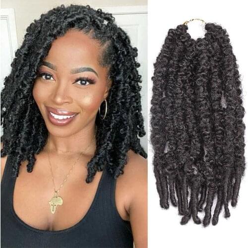 Bomb Twist Hair Pre-looped Passion Crochet Braids Short Butterfly Locs Curly Synthetic Ombre Spring Braiding Hair Extensions