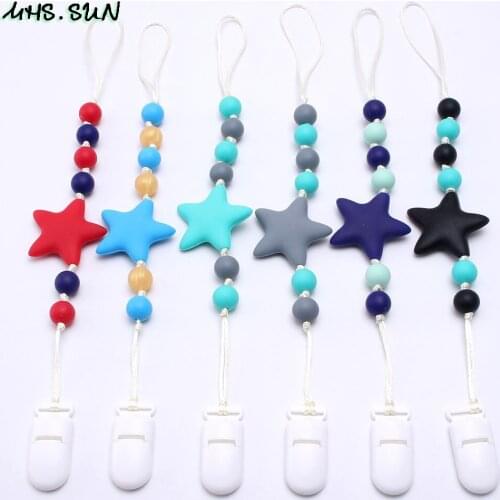 MHS.SUN Infant Pacifier Clip Chain Handmade Safety Silicone Beads BPA Free Baby Nipple Holder Newborn Dummy Pacifier Chain Clip