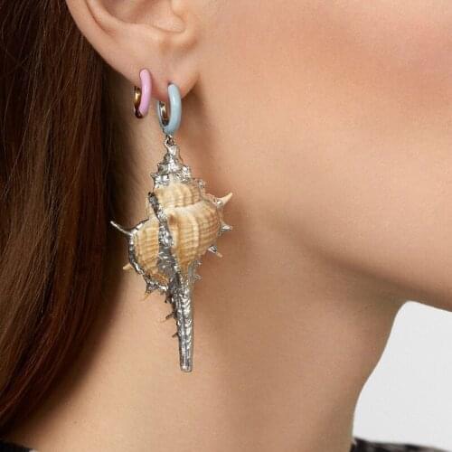 LUNA CHIAO Fashion Jewelry for Summer Sea Shell Conch Drop Earrings for Women Pendant Earring