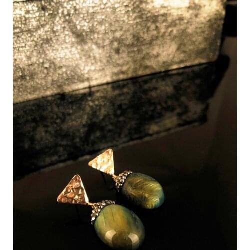 Dr Stone Natural Stone Women LABRADORİT Stone Rose Gold Plated Earrings R 439799935