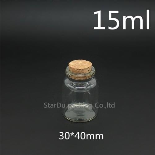 1000pcs/lot 15ml 30*40mm Wishing Glass Bottle with Cork ,High-quality 15cc Glass Vials Display Bottle Wholesale