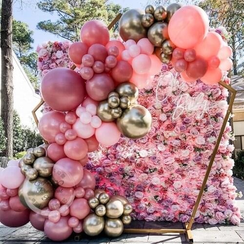 107Pcs Macaron Pink Balloons Garland Arch Kit Gold Chrome Latex Globos for Wedding Birthday Valentines Day Party Decorations