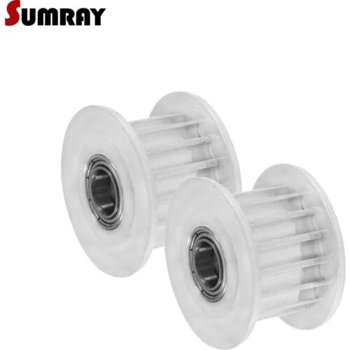 SUMRAY 5M 16T With Teeth Idler Pulley Bore 3/4/5/6/8mm Passive Pulley Width 16/21mm Tension Belt Idler Pulley With Bearing 2PCS
