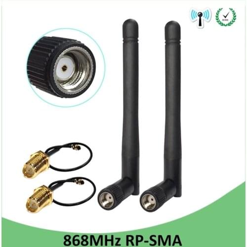 2pcs 868MHz 915MHz Antenna 3dbi RP-SMA Connector GSM 915 868 MHz IOT antena antenne waterproof+21cm SMA Male /u.FL Pigtail Cable