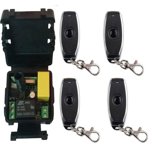 433 MHz AC 220V 1CH 1 CH 10A Remote Control Light Switch Relay Output Radio Receiver Module +one-button metal Remote Garage Door