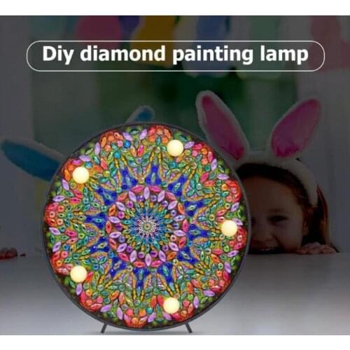 5D DIY Mandala Full Drill Diamond Painting Night Light Lamp Special Shape Drill LED Diamond Painting Tea Table Creative Decor