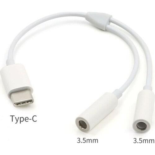 13cm USB 3.1 Type C adapter cable splitter to 2x 3.5mm headphone tray