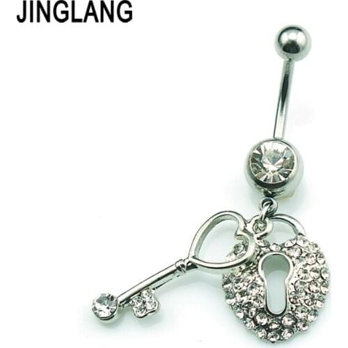 Free Shipping Latest Fashion Belly Button Rings Stainless Steel Dangle Key Navel Body Piercing Jewelry