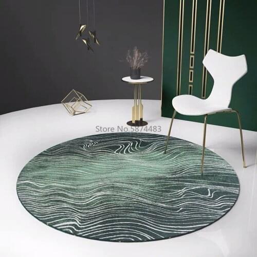 Large Green Carpet for Living Room Anti Skid Swivel Chair Rug for Bedroom Christmas Decorative Rugs Velvet Fleece Round Carpets