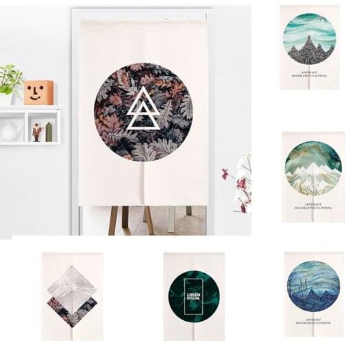 Nordic Simple Geometric Door Curtain Cotton Linen Bedroom kitchen Partition Curtain Half Panel Curtain Home Decoration