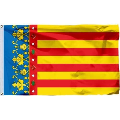 Spain Land Valencia Flag 90x150cm 3x5ft 100D Polyester Double Stitched High Quality Free Shipping 60x90cm 21x14cm Banner