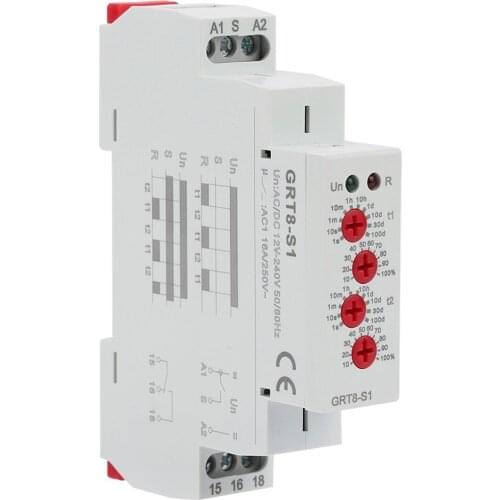 GRT8-S1 Mini Asymmetric Cycle Timer ON/OFF Repeat Cycle Time Relay AC 240V Cycle Timer Relay Wide Delay Time Range