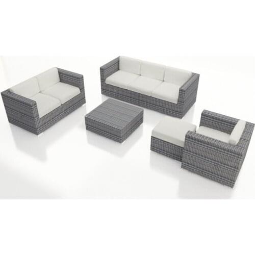 Hot Selling 5 Piece Weathered Wicker Patio Outdoor Rattan Sofa Set