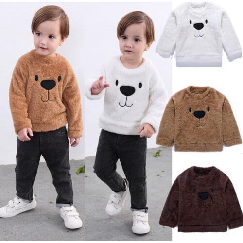 Lioraitiin New Fashion Cute Bear Jackets Kids Infant Baby Girl Boy Tops Blouse Sweater Sweatshirt Thick Autumn Warm Clothes