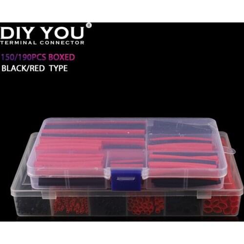150/190PCS/Boxed Black Red Heat Shrink Tubing Kit 2:1 Protection Data Line Wire cable Connection Accessories Insulation Sleeving