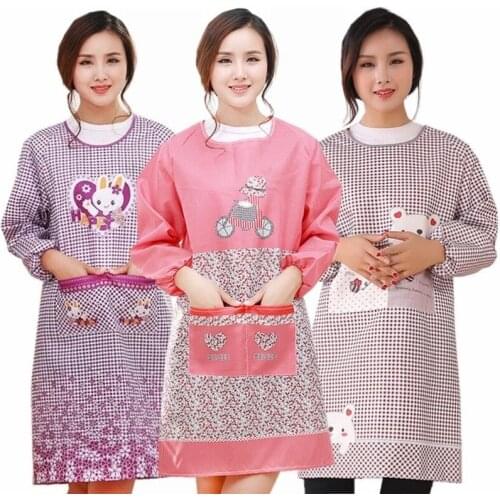 Korean version of the apron womens long-sleeved anti-fouling and oil-proof overalls for men and women kitchen cooking 5d