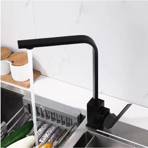 Kitchen Faucet Hot Cold Water Mixer Tap Copper Black Painting Faucet Cube Mixer Tap Kitchen Faucet for Basin