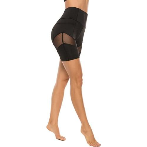 Femmle Mesh Patchwork Leggings Women Workout Fitness Legginngs Solid Pants Casual Solid Crop Wide Waistband Short Leggings
