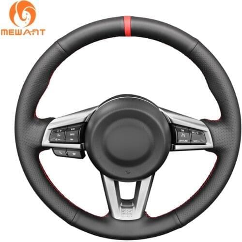 MEWANT Black Artificial Leather Hand Sew Car Steering Wheel Covers for Mazda MX-5 2015 2016 2017 2018 2019 2020