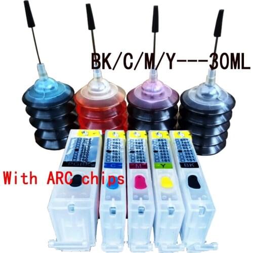 Refillable canon pgi 650 cli 651 ink Cartridge kit + 120ml Dye inks for Pixma iP7260 iP8760 iX6860