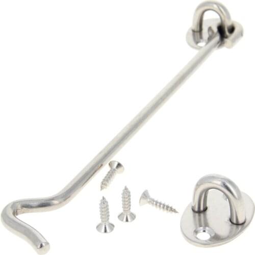 Mromax 4/8inch Stainless Steel Crescent Window Lock With Safety Switch Cabin Hook Door Eye Latch Silent Catch Holder