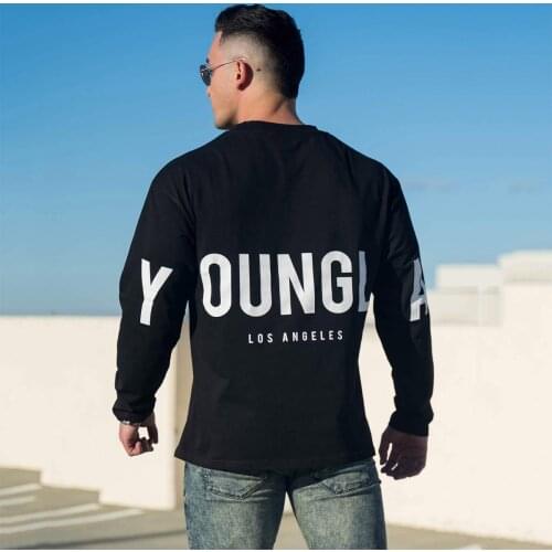 Men Bodybuilding Long sleeve t shirt Man Casual Fashion Cotton T-Shirt Male Gyms Fitness Workout Tees Tops Jogger Brand Clothing