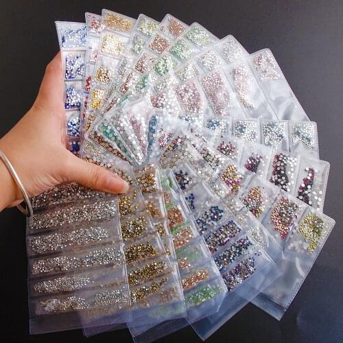 Super Glitter Rhinestones 14 Colors Ss3-ss10 Non HotFix FlatBack Glass Glue on Rhinestones Nail Scrapbook Decorations