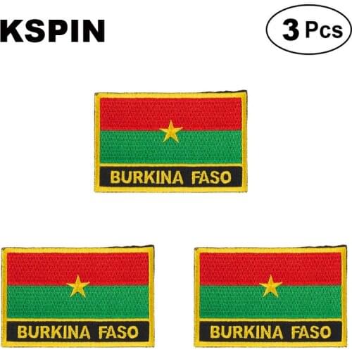 Burkina Faso Rectangular Shape Flag patches embroidered flag patches national flag patches for clothing DIY Decoration