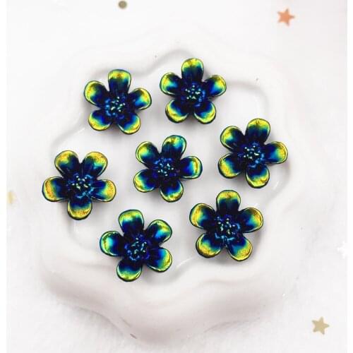 New 50pcs AB resin 12mm lovely mini black Flower Flat back stone appliques DIY Wedding scrapbook craft SF594
