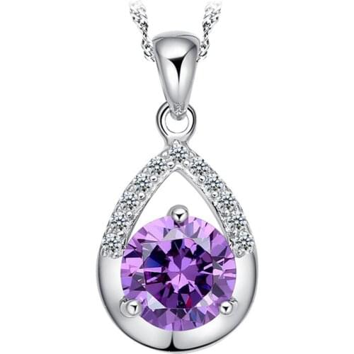 925 Sterling Silver Jewelry Angles Tear Zircon Drop Pendant Neckace For Women Gift 45cm Water-wave Chain choker