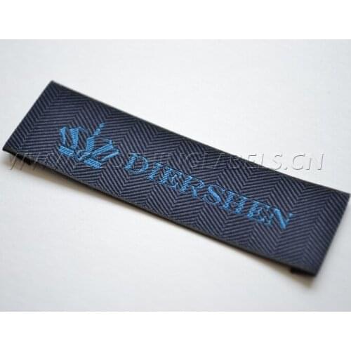 Custom woven labels for clothing, custom brand logo, stripe background, etiqueta, for t-shirt, shoes, bags, garment etc