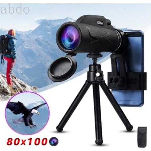 Portable 80x100 HD Telescope High Power Binocular Professional Military Night Vision Monocular Zoom Optic Spyglass Hunting Scope