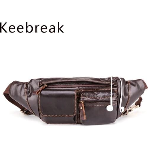 100% Genuine Leather Waist Bag Fanny Pack Small Sling Chest Bag Cross Body One Shoulder Bag Husband Man Belt Pouch Pocket Pusssy