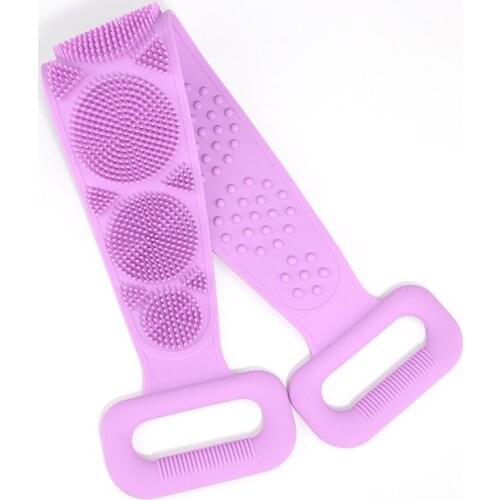 Durable Food Grade Silicone Bath Brush Towel Double-sided Body Wash Scrubber Belt