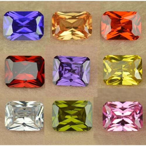 Size 4x6~13x18mm 5A Octangle Shape CZ Stone White Garnet Olive Purple Lavender Color Synthetic Gems Cubic Zirconia For Jewelry
