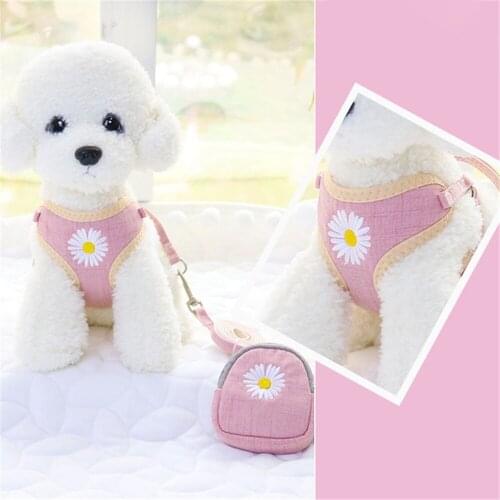 Daisy Dog Harness With Bag Pet Accessories Pomeranian Chihuahua Collar Lovely Pet Harness For Small Dogs Collar Fashion supplies