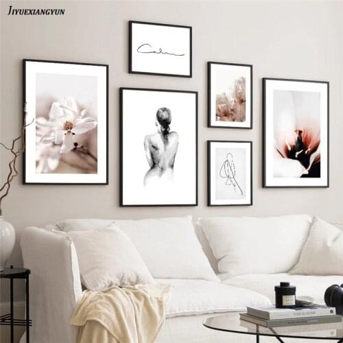 Nordic Body Line Drawing Flower Quote Posters And Prints Wall Art Picture Canvas Poster Minimalist Decoration Home Painting