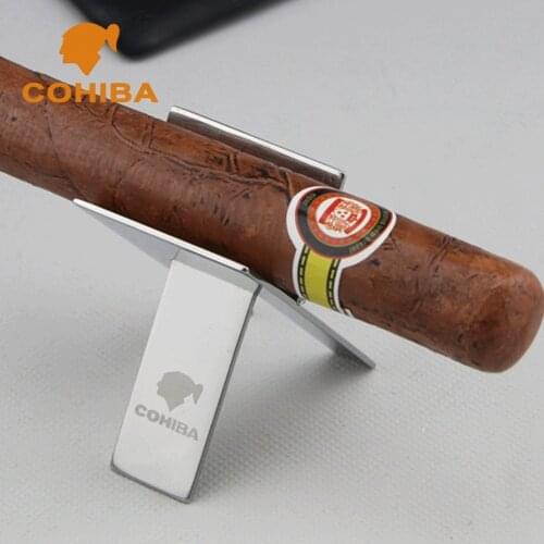 COHIBA Stainless Steel Foldable Ashtray Showing Cigarette Cigar Stand Holder Bracket